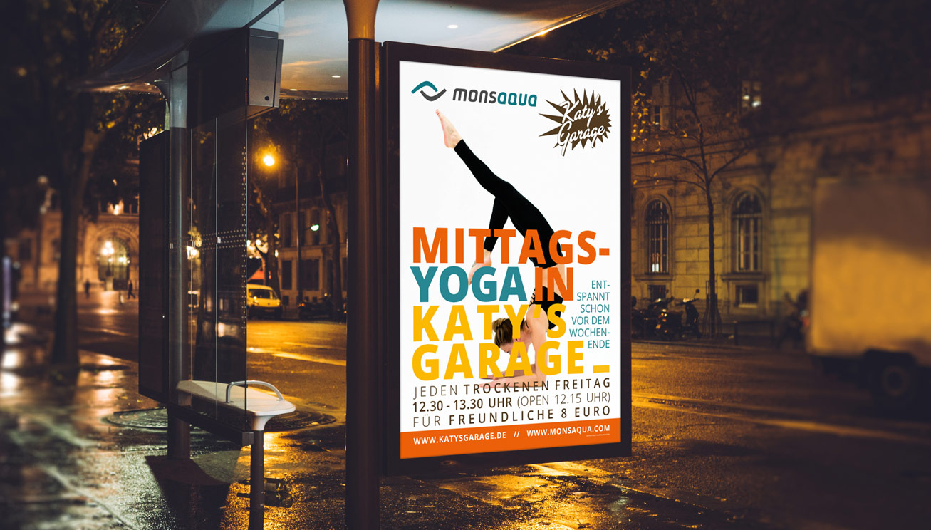 Mittags-Yoga in Katys  Garage - eine Werbekampagne Werbeagentur Grafikladen Dresden