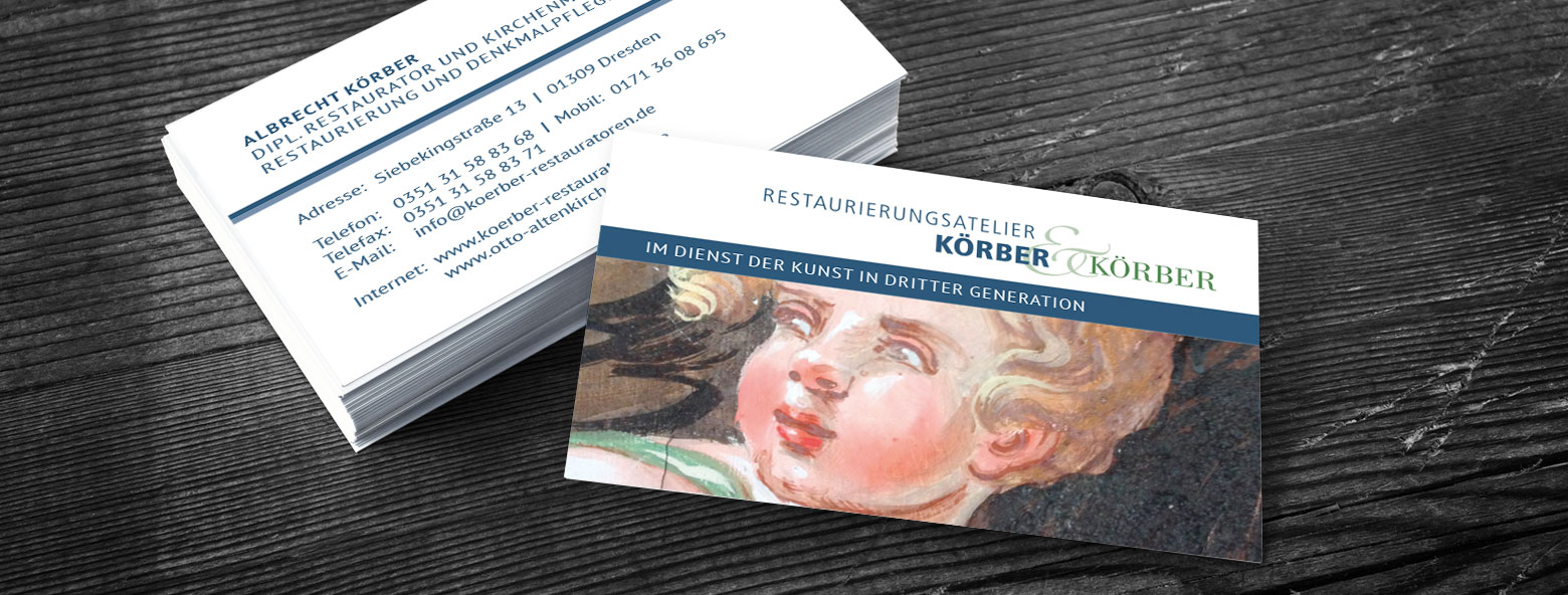 Logoumsetzung und Visitenkarten - Körber Restauratoren Körber Restauratoren Visitenkarten Agentur Grafikladen