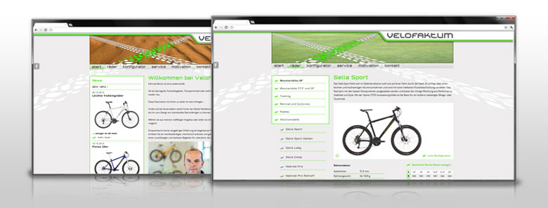 Online-Konfigurator und Internetseite Velofaktum - Fahrräder  Agentur Grafikladen