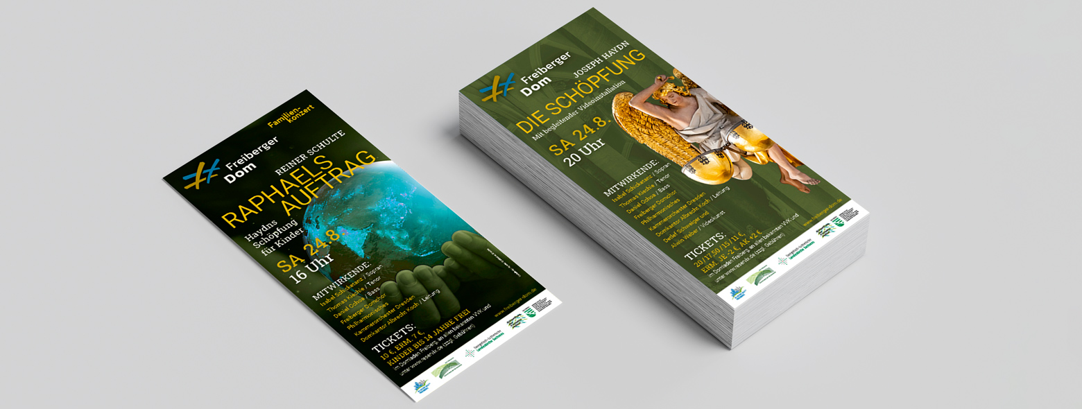 Kirchenmusik - Konzerte im Freiberger Dom - Veranstaltungsplakate und Flyer Freiberger Dom  Freiber Dom-Schoepfung-Flyer-Gestaltung und Satz Agentur Grafikladen