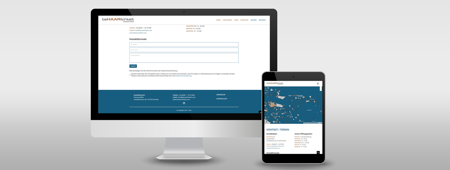 Webseite Friseursalon &rdquo;Behaarlichkeit&ldquo; &ndash; Gestaltung und Programmierung beHAARlichkeit Friseursalon Behaarlichkeit-Webseite / Layout, Satz, Gestaltung Agentur Grafikladen
