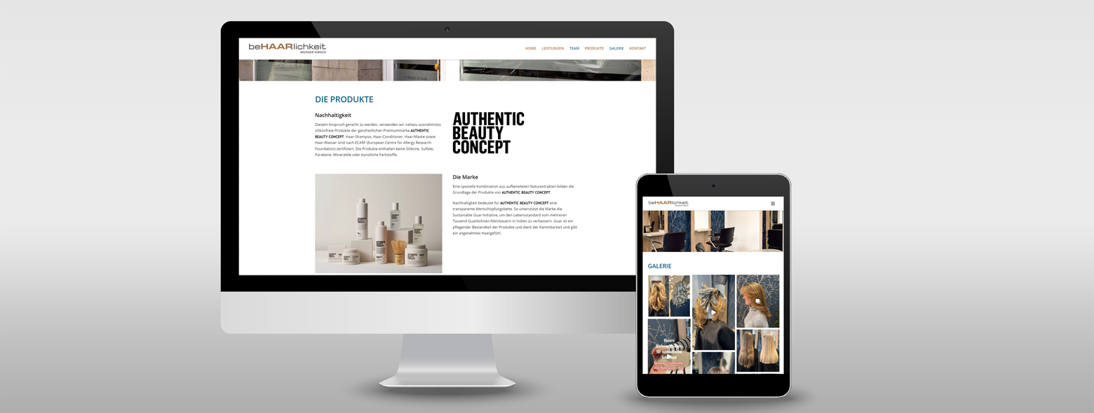 Webseite Friseursalon &rdquo;Behaarlichkeit&ldquo; &ndash; Gestaltung und Programmierung beHAARlichkeit Friseursalon Behaarlichkeit-Webseite / Layout, Satz, Gestaltung Agentur Grafikladen